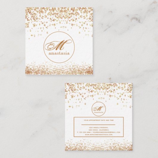 Girly Luxe Gouden Bruin Glitter Schoonheidssalon Vierkante Visitekaartje (Voorkant / Achterkant)