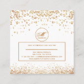 Girly Luxe Gouden Bruin Glitter Schoonheidssalon Vierkante Visitekaartje (Achterkant)