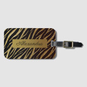 Girly Luxury Black Gold Classy-Zebra op maat Bagagelabel (Voorkant (horizontaal))