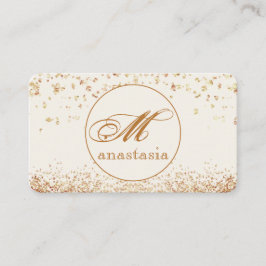 Girly Luxury Gold Glittery Monogram Beauty Salon Klantenkaartje