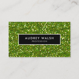 Girly Luxury Green Glam glitter en Black Visitekaartje