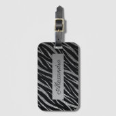 Girly Luxury Silver en Black Classy Zebra Print Bagagelabel (Voorkant (verticaal))