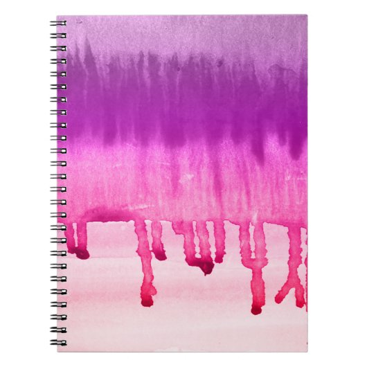 Girly Magenta Paarse Waterverf Ombre Notitieboek (Voorkant)