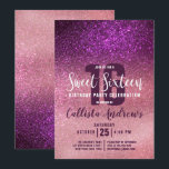 Girly Magenta Roze Triple Glitter Ombre Sweet 16 Kaart<br><div class="desc">Deze meisjesachtige, moderne en glinsterende zoete zestien verjaardagsfeestuitnodiging is perfect voor de speciale dag van je tienerdochter. Het beschikt over een faux geprinte magenta-paarse in roos roze in blush roze sprankelende glitter ombre gradient. Het is chique, elegant, , uniek en cool; alle kwaliteiten die je dochter nodig heeft voor haar...</div>