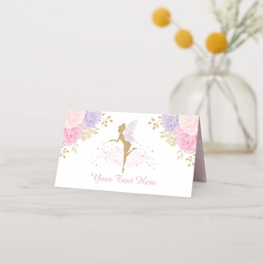 Girly Magical Garden Fairy Verjaardag Baby shower Plaatskaartje (Voorkant)