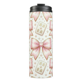Girly Mahjong Tegels en Pastel Strikken Thermisch Thermosbeker