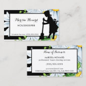 Girly Maid Stripes en Daisy Floral Housekeeper Visitekaartje (Voorkant / Achterkant)