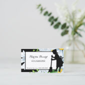 Girly Maid Stripes en Daisy Floral Housekeeper Visitekaartje (Staand voorkant)