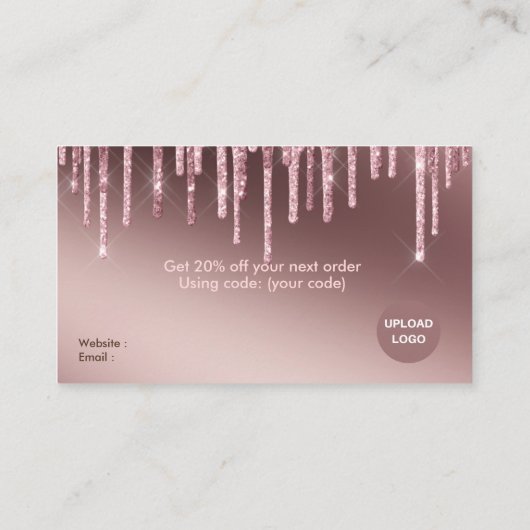 Girly make-up artiest glitter dank u visitekaartje (Achterkant)