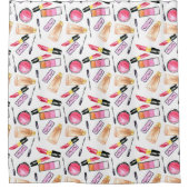 Girly Makeup Cosmetics Chic Lipstick Mascara Girls Douchegordijn (Voorkant)