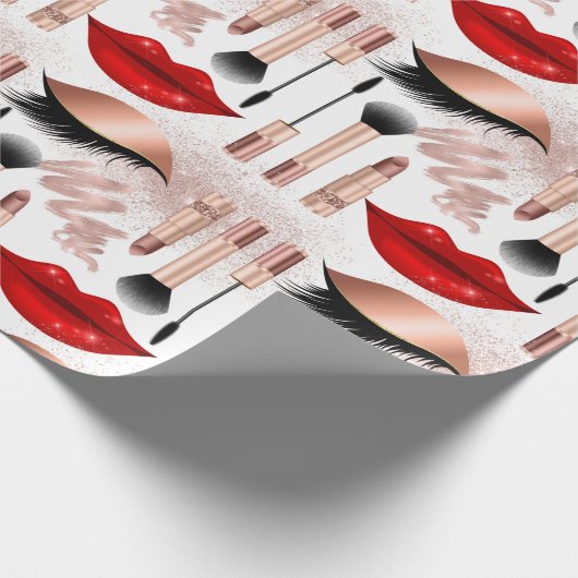 Girly Makeup verlicht het Roos Eyes Pattern Gold Cadeaupapier (Hoek)