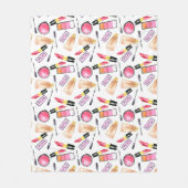 Girly Makeup Waterverf Lipstick Mascara Girls Fleece Deken (Voorkant)