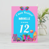 Girly Malibu Beach Retro Uitnodiging voor verjaard (Staand voorkant)