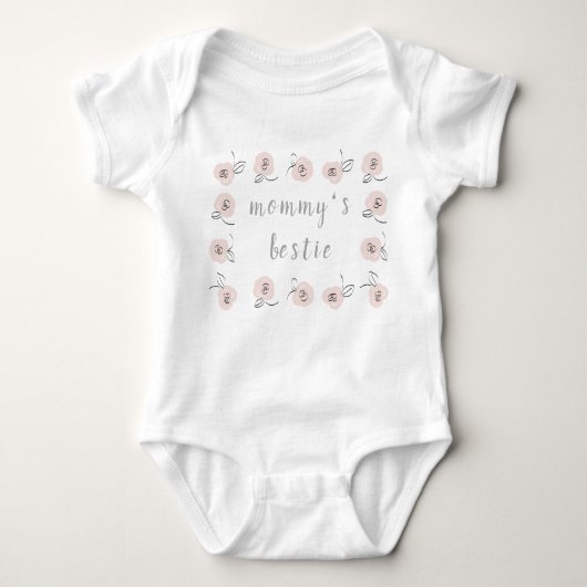 Girly Mama's Bestie Bloem Rand Lichtroze Romper (Voorkant)