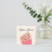 Girly Manicurist Nails Typografie Referral Kaart Vierkante Visitekaartje (Staand voorkant)
