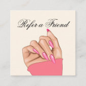 Girly Manicurist Nails Typografie Referral Kaart Vierkante Visitekaartje (Voorkant)