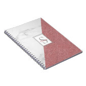 Girly Marble Blush Pink Glitter Monogram Geometric Notitieboek (Rechterzijde)