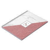 Girly Marble Blush Pink Glitter Monogram Geometric Notitieboek (Linkerzijde)