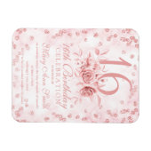 Girly Marble Glitter Roos Gold Floral Sweet 16th I Magneet (Horizontaal)
