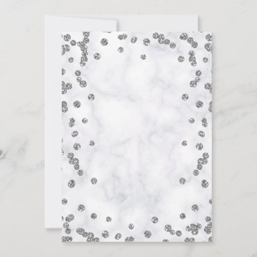 Girly Marble Glitter Silver Floral Sweet 16th Kaart (Achterkant)