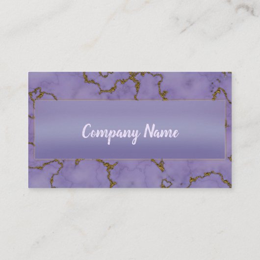 Girly Marble Gold Glitter Modern Minimalist Paars Visitekaartje (Achterkant)