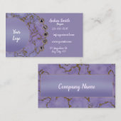 Girly Marble Gold Glitter Modern Minimalist Paars Visitekaartje (Voorkant / Achterkant)