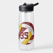 Girly Maroon Gold Volleybal Team Kleuren Waterfles (Links)
