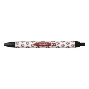 Girly Maroon Wit Gepersonaliseerd Volleybal Zwarte Inkt Pen