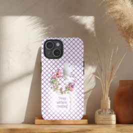 Girly Mauve White Line Matrix Zoete Erwten Bijbel iPhone 15 Case