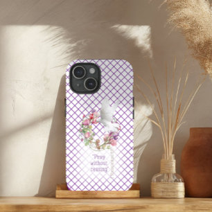 Girly Mauve White Line Matrix Zoete Erwten Bijbel iPhone 15 Case