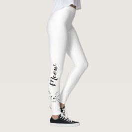 Girly "Meow" Cat Lover's Simply Elegant White Leggings