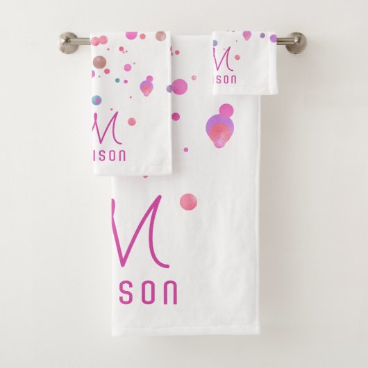 Girly Mermaid Glitter & Folie Confetti Monogram Bad Handdoek (Insitu)