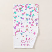 Girly Mermaid Glitter & Folie Confetti Monogram Bad Handdoek (Handdoek)