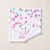 Girly Mermaid Glitter & Folie Confetti Monogram Bad Handdoek (Wasdoekje)