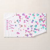 Girly Mermaid Glitter & Folie Confetti Monogram Bad Handdoek (Handdoek)
