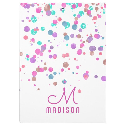 Girly Mermaid Glitter & Folie Confetti Monogram Klembord (Achterkant)
