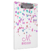 Girly Mermaid Glitter & Folie Confetti Monogram Klembord (Rechts)