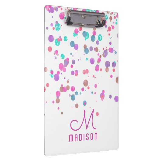 Girly Mermaid Glitter & Folie Confetti Monogram Klembord (Rechts)