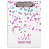 Girly Mermaid Glitter & Folie Confetti Monogram Klembord (Voorkant)