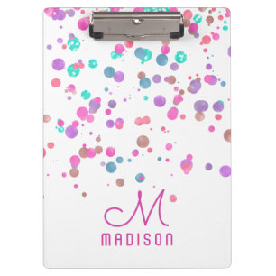 Girly Mermaid Glitter & Folie Confetti Monogram Klembord