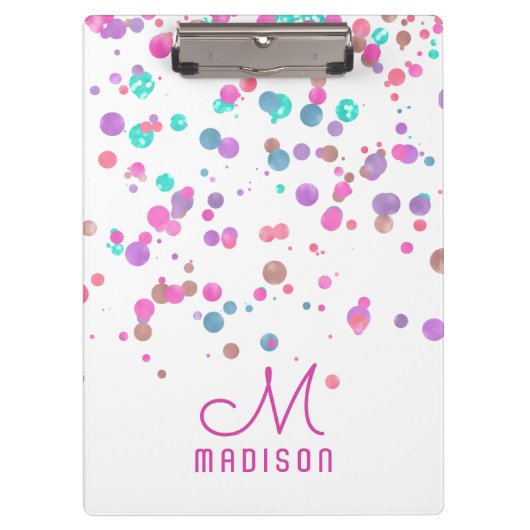 Girly Mermaid Glitter & Folie Confetti Monogram Klembord (Voorkant)