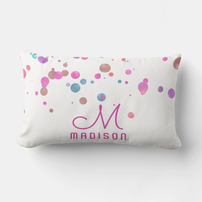 Girly Mermaid Glitter & Folie Confetti Monogram Kussen (Voorkant)