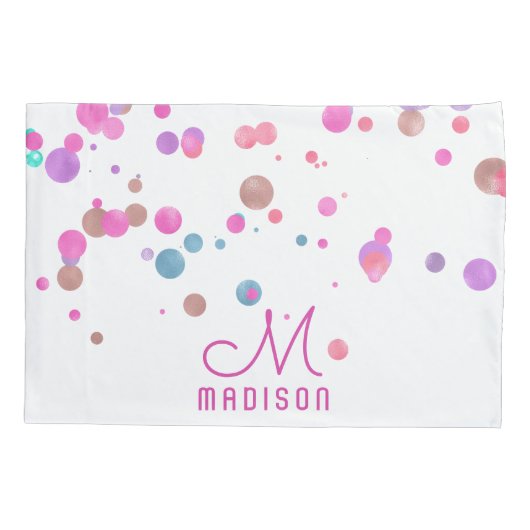 Girly Mermaid Glitter & Folie Confetti Monogram Kussensloop (Achterkant)