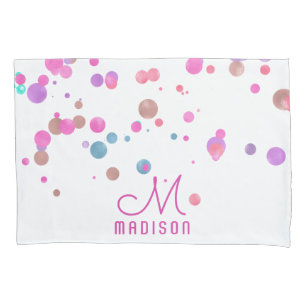 Girly Mermaid Glitter & Folie Confetti Monogram Kussensloop