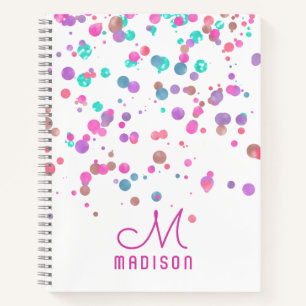 Girly Mermaid Glitter & Folie Confetti Monogram Notitieboek