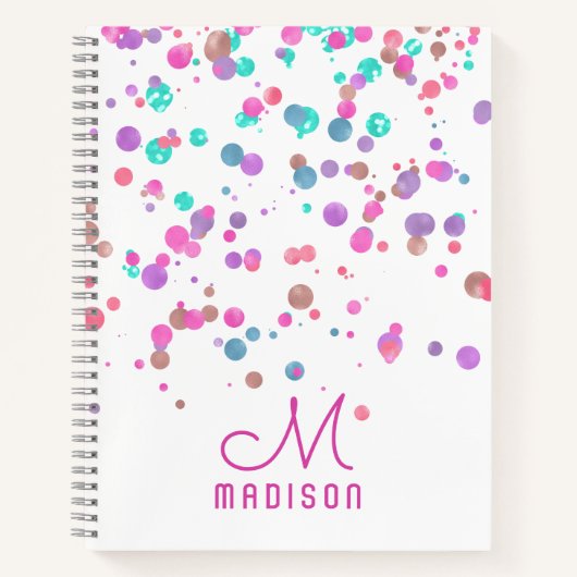 Girly Mermaid Glitter & Folie Confetti Monogram Notitieboek (Voorkant)