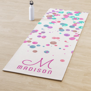 Girly Mermaid Glitter & Folie Confetti Monogram Yogamat