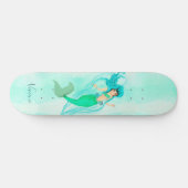 Girly Mermaid Green Tail Blue Persoonlijk Skateboard (Horizontaal)