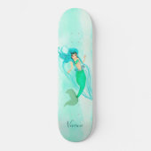 Girly Mermaid Green Tail Blue Persoonlijk Skateboard (Voorkant)