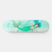 Girly Mermaid Green Tail Blue Persoonlijk Skateboard (Horizontaal)
